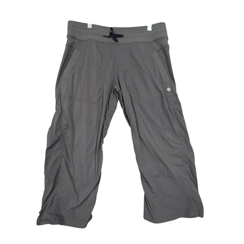 Lululemon Pants Womens 8 Gray Capri Striped Woven Pockets Yoga Gym Activewear